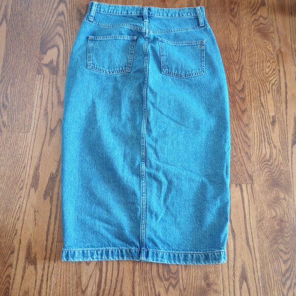 Madewell Denim Button Front Midi Jean Skirt - Picture 2 of 5